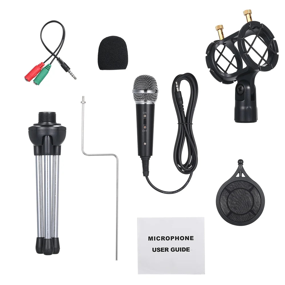Wired Condenser Microphone for Computer Audio 3.5Mm Studio Mic Video Conferencing Voice Recording Video Chatting KTV Karaoke Mic with Stand for PC Phone