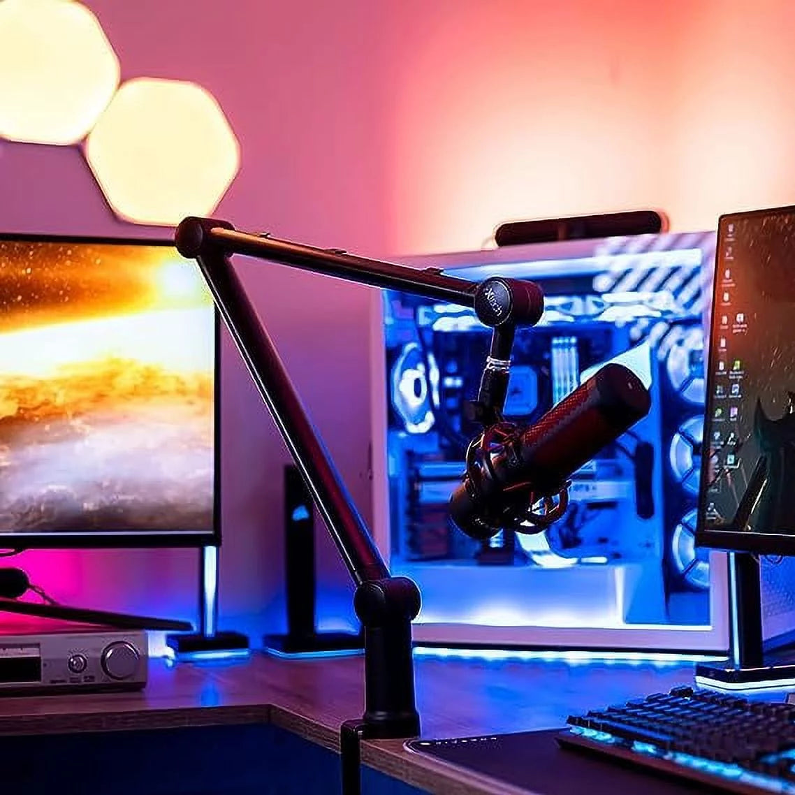 IXTECH Boom Arm - Adjustable 360 Rotatable Microphone Arm - Sturdy Stainless Steel Mic Arm Desk, Table Stand - Foldable Scissor Arm - Stable Microphone Mount Arms for Radio Studio, Podcast, Gaming