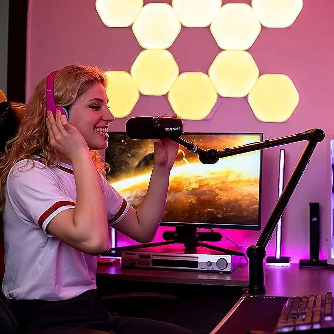 IXTECH Boom Arm - Adjustable 360 Rotatable Microphone Arm - Sturdy Stainless Steel Mic Arm Desk, Table Stand - Foldable Scissor Arm - Stable Microphone Mount Arms for Radio Studio, Podcast, Gaming