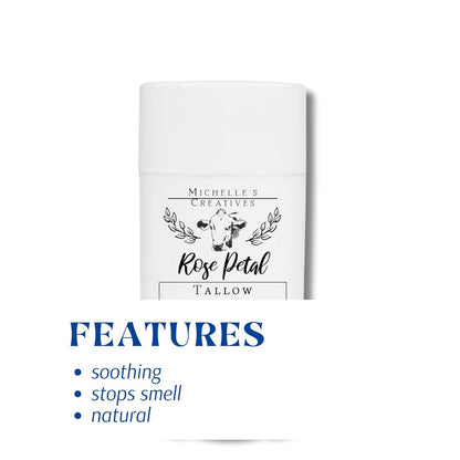 Handmade Tallow Based Deodorant Stick - Handmade with Love and Made with Natural Ingredients - Rose Pearl Deodorant - Natural Deodorant Made with Grass Fed Tallow Organic