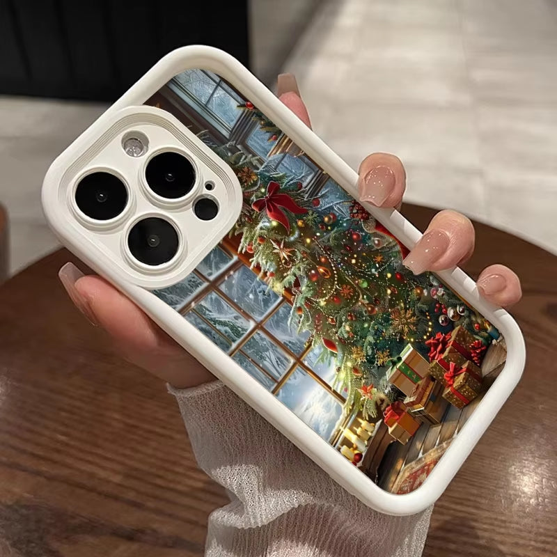 Christmas Tree Gift Snowy Town Landscape Phone Case for Iphone 17 16 15 Pro Max 14 13 12 11 MAX plus Soft Cover
