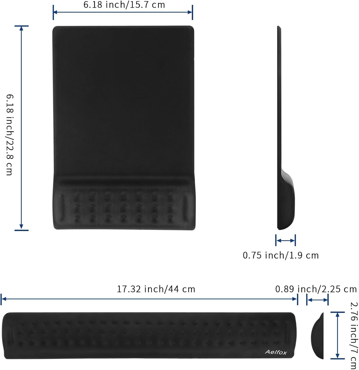 Keyboard Wrist Rest & Mouse Pad with Wrist Support Set, Memory Foam Ergonomic Wrist Pad for Computer Keyboard Laptop Wrist Rest, Arm Rest for Desk Accessories in Home Office School(Black)