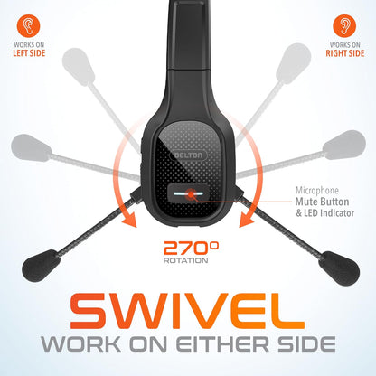 Wireless Computer Headset, Trucker Bluetooth Headset with Noise Canceling Microphone, 35Hrs Talk Time, Wireless Headset for Computer, Cell Phone, Drivers, Office, Call Center Work - Black