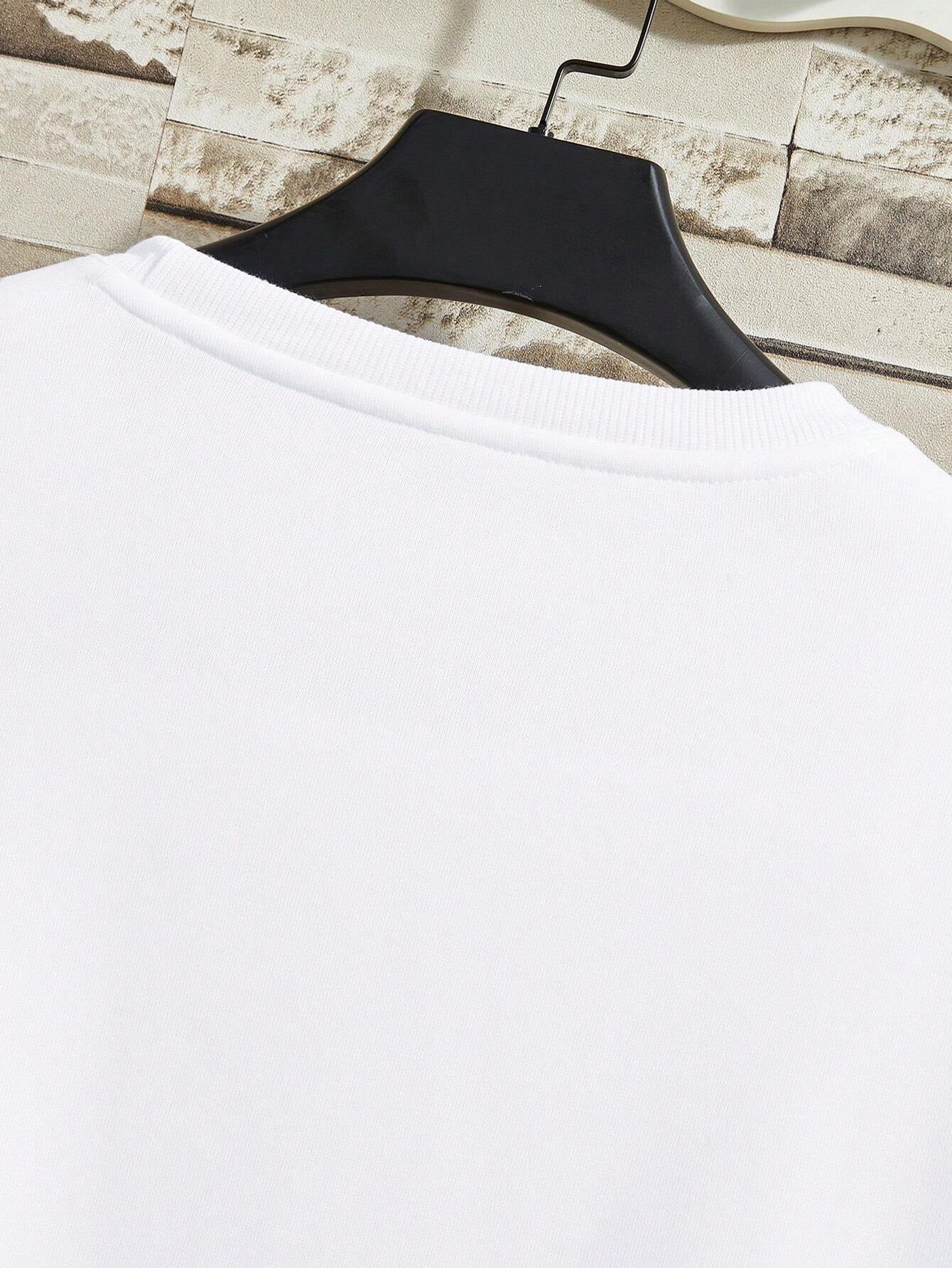 Manfinity Dauomo Men Letter Graphic Thermal Lined Sweatshirt , Fall Winter