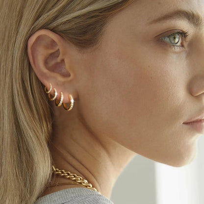 4 Pairs 18K Gold Plated Hoop Earrings for Women Cubic Zirconia Little Tiny Small Huggie Cartilage Hypoallergenic Earrings Set for Multiple Piercing Wedding Birthday Jewelry Gifts Teen Ideas