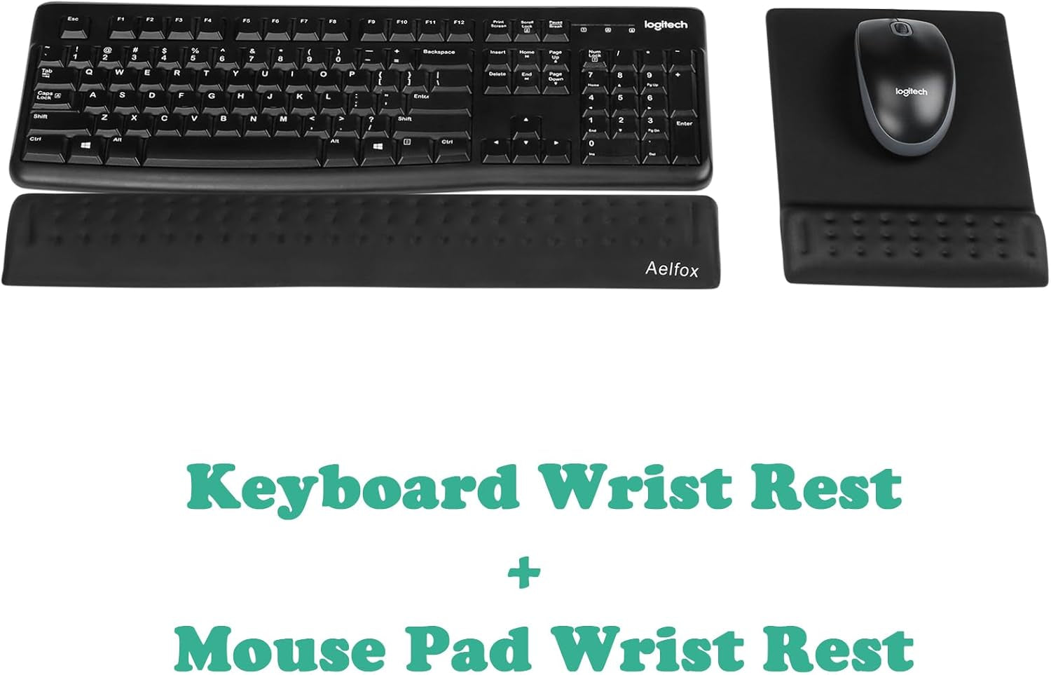Keyboard Wrist Rest & Mouse Pad with Wrist Support Set, Memory Foam Ergonomic Wrist Pad for Computer Keyboard Laptop Wrist Rest, Arm Rest for Desk Accessories in Home Office School(Black)
