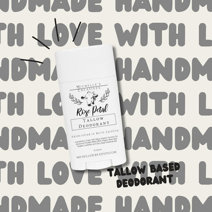 Handmade Tallow Based Deodorant Stick - Handmade with Love and Made with Natural Ingredients - Rose Pearl Deodorant - Natural Deodorant Made with Grass Fed Tallow Organic