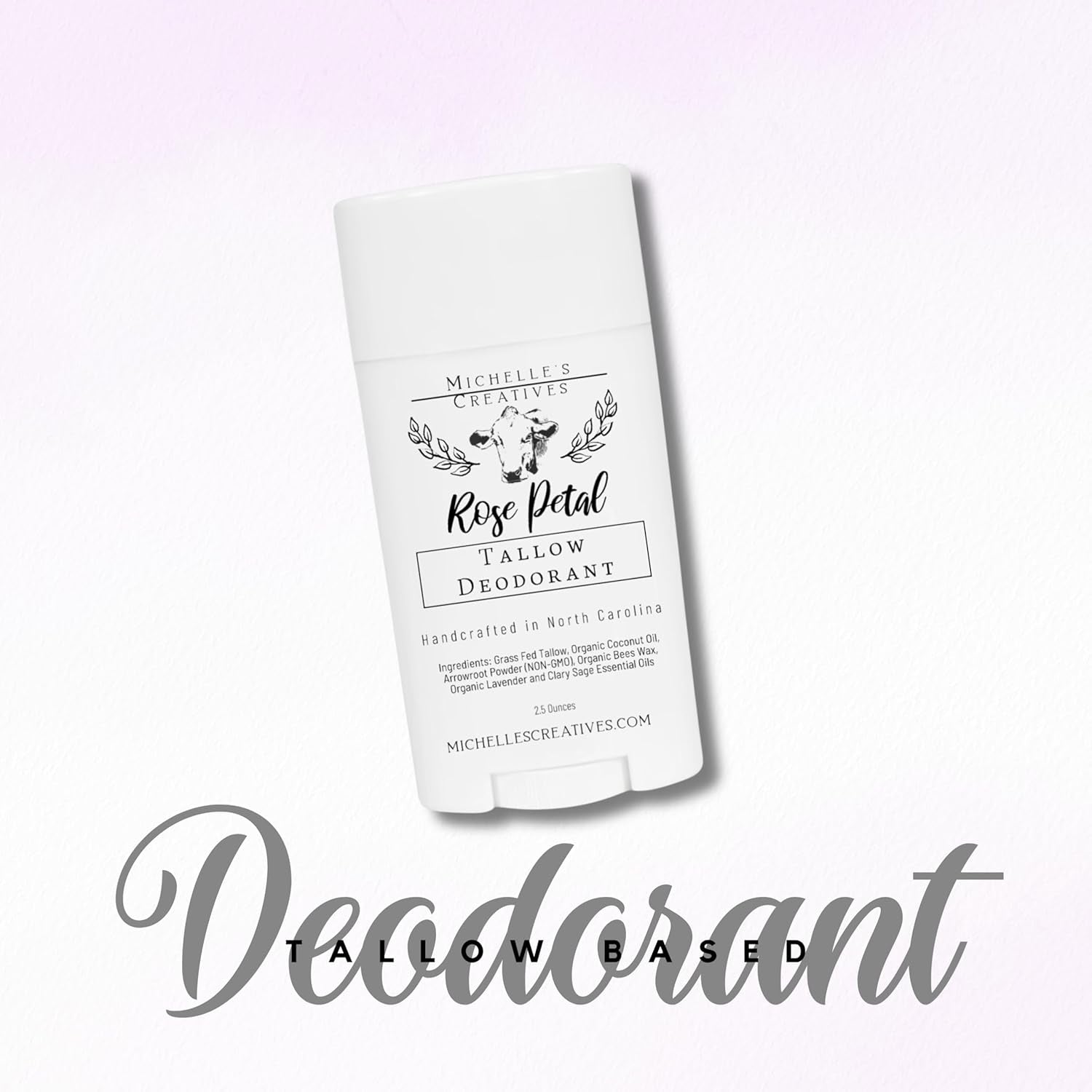 Handmade Tallow Based Deodorant Stick - Handmade with Love and Made with Natural Ingredients - Rose Pearl Deodorant - Natural Deodorant Made with Grass Fed Tallow Organic