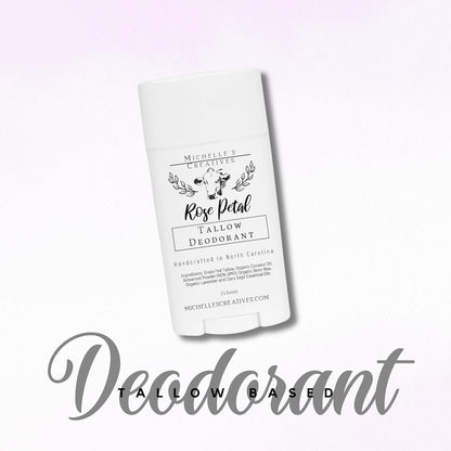 Handmade Tallow Based Deodorant Stick - Handmade with Love and Made with Natural Ingredients - Rose Pearl Deodorant - Natural Deodorant Made with Grass Fed Tallow Organic