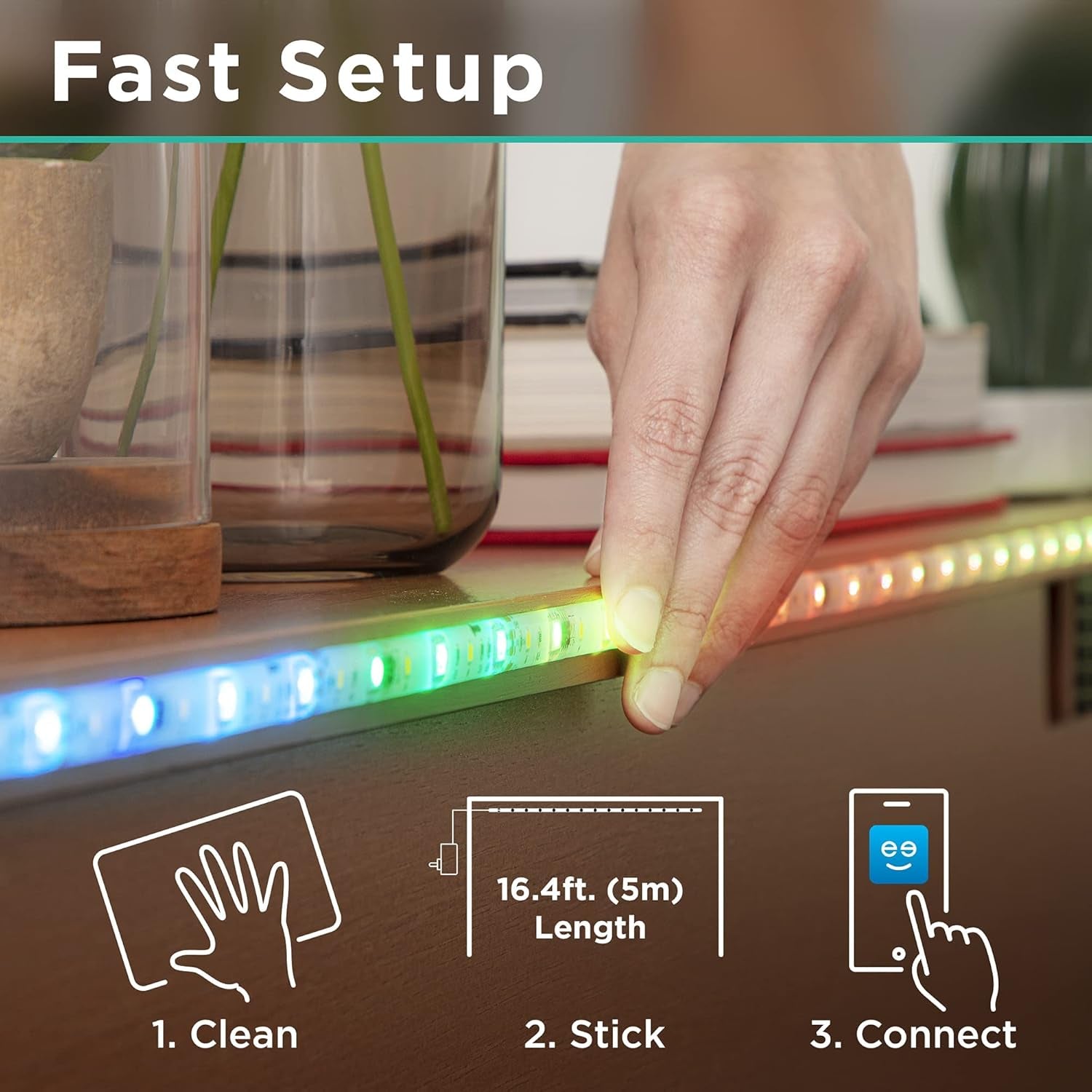 Symphony Segmented LED Smart Strip IP44 Weatherproof, RGBIC Color Changing + Music Sound Sync Wifi Strip Lights, Compatible with Alexa and Google Home, 16.4 Ft