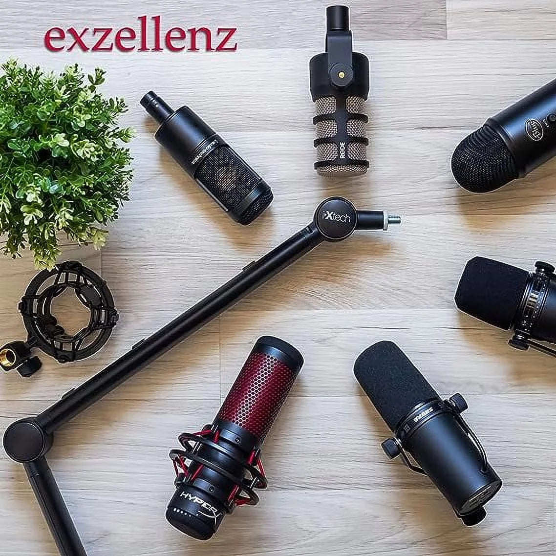 IXTECH Boom Arm - Adjustable 360 Rotatable Microphone Arm - Sturdy Stainless Steel Mic Arm Desk, Table Stand - Foldable Scissor Arm - Stable Microphone Mount Arms for Radio Studio, Podcast, Gaming