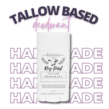 Handmade Tallow Based Deodorant Stick - Handmade with Love and Made with Natural Ingredients - Rose Pearl Deodorant - Natural Deodorant Made with Grass Fed Tallow Organic