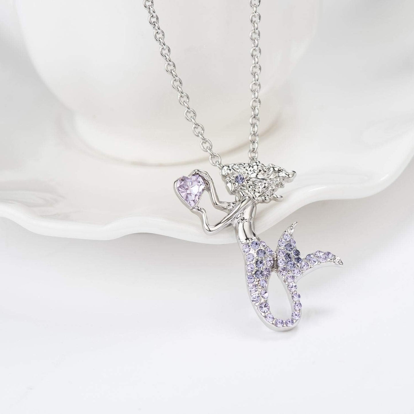 Little Mermaid Necklaces for Girls,Unicorn Birthstone Pendant Jewelry Gifts Set for Women Teens