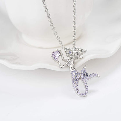 Little Mermaid Necklaces for Girls,Unicorn Birthstone Pendant Jewelry Gifts Set for Women Teens