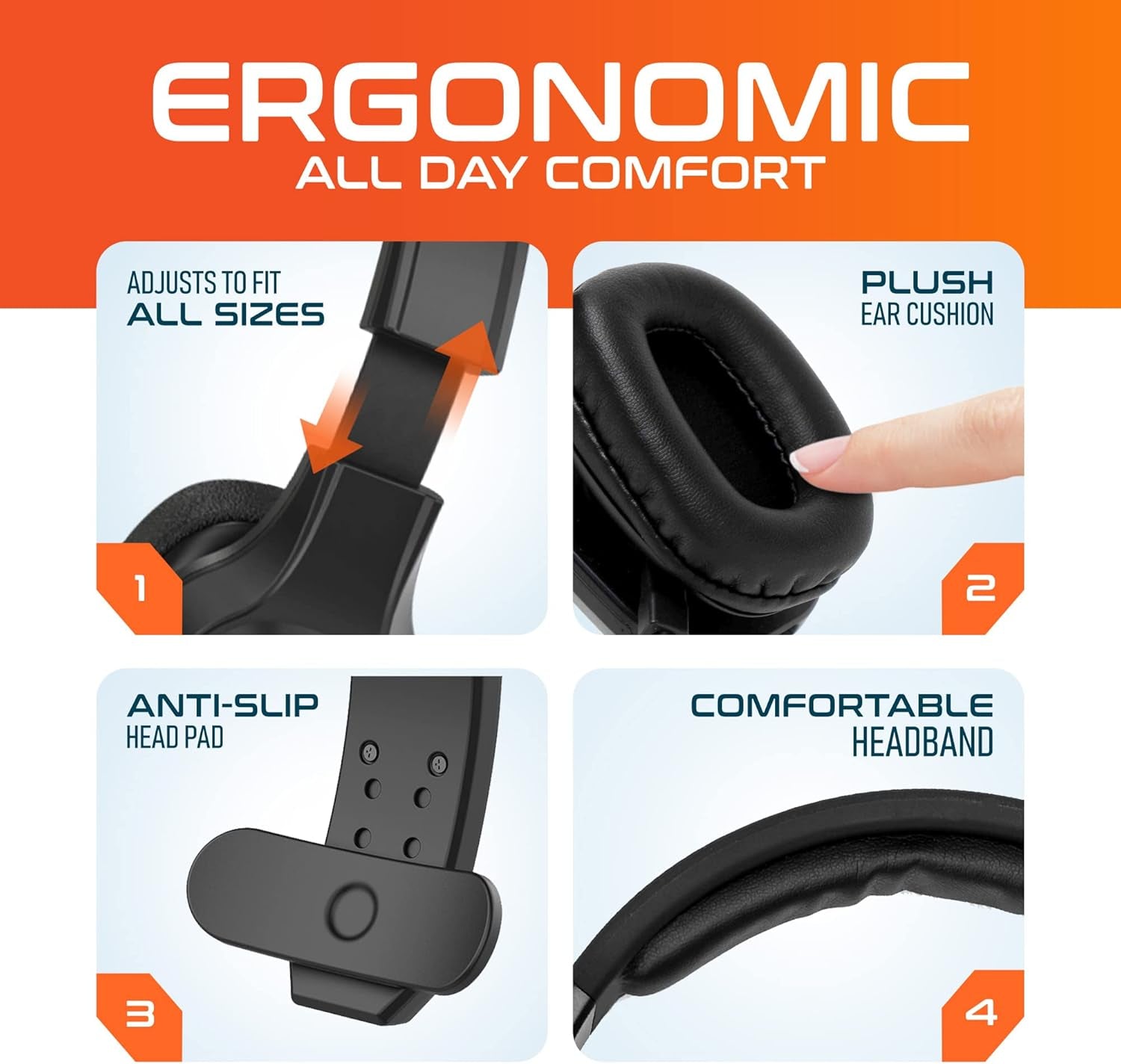 Wireless Computer Headset, Trucker Bluetooth Headset with Noise Canceling Microphone, 35Hrs Talk Time, Wireless Headset for Computer, Cell Phone, Drivers, Office, Call Center Work - Black