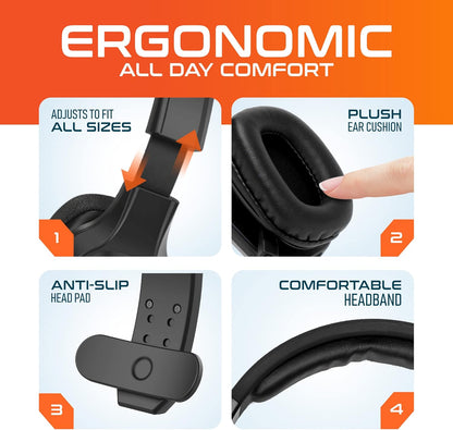 Wireless Computer Headset, Trucker Bluetooth Headset with Noise Canceling Microphone, 35Hrs Talk Time, Wireless Headset for Computer, Cell Phone, Drivers, Office, Call Center Work - Black