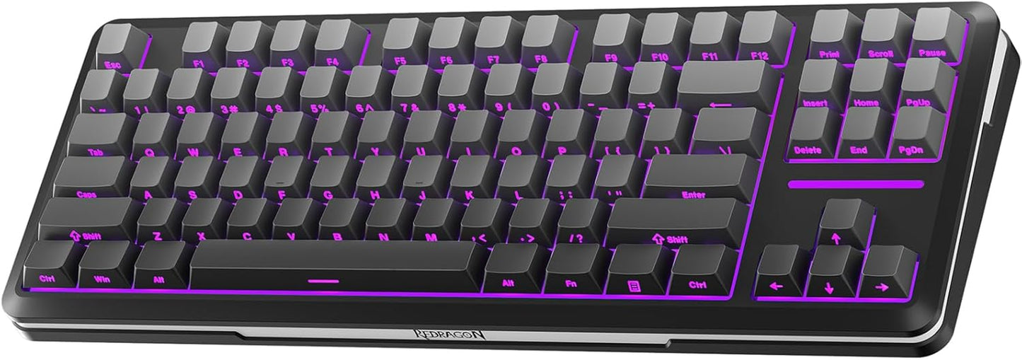 Wireless Mechanical Keyboard,3-Modes Bluetooth Gasket Hot Swappable TKL RGB Custom Keyboard,Pre-Lubed Switches,Side Printed PBT Gradient Keycaps, South-Facing Leds Socket