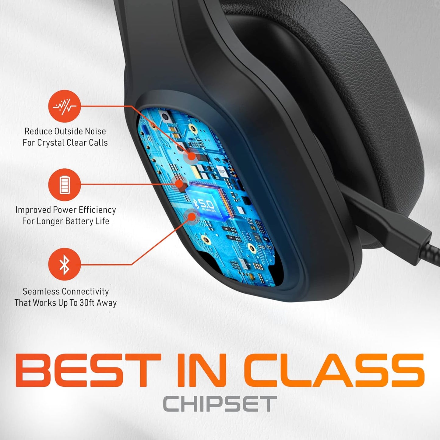 Wireless Computer Headset, Trucker Bluetooth Headset with Noise Canceling Microphone, 35Hrs Talk Time, Wireless Headset for Computer, Cell Phone, Drivers, Office, Call Center Work - Black