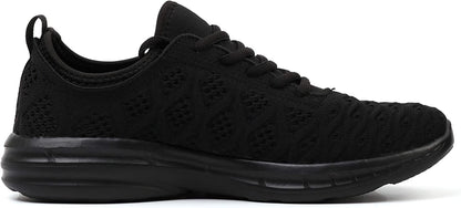 Women Tennis Shoes Lightweight for Ladies Basic Work Gym Jogging Walking Running Athletic Fashion Sneakers Zapatos Tenis Mujer All Black Size 10